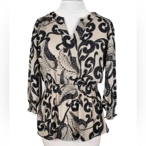 Alfani Tops - Alfani Beige and Black Blouse Top Size 6